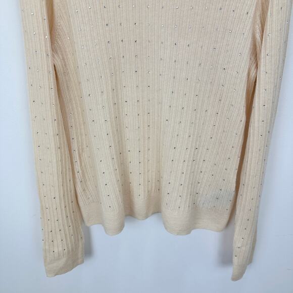NEW J.Crew Featherweight Cashmere Turtleneck Sweater Rhinestones Buttercream 2X - Picture 9 of 16